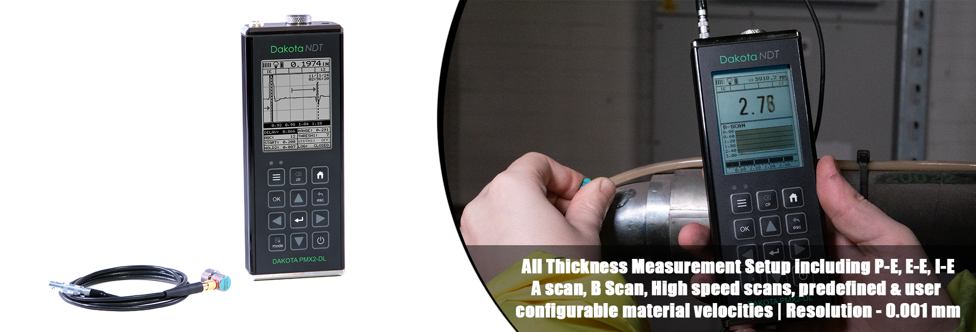 PMX2-DL Ultrasonic Precision Thickness Gauge